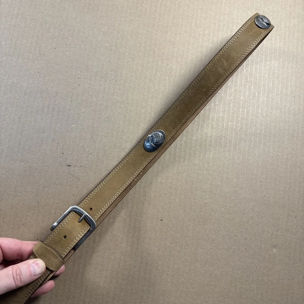 Zep-Pro Belt Full‎ Grain Leather Embossed Metal Redfish Size 42